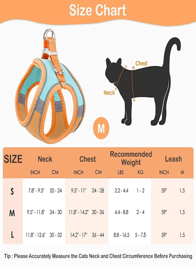 GALV Cat Harness with Leash,Cat Belt Adjustable Size Breathable Cat Vest Strap with Safety Reflective Strip,Pet Leash with Harness for Small pet (M, Orange)(149 cm=1.5 Meter) - Image 2